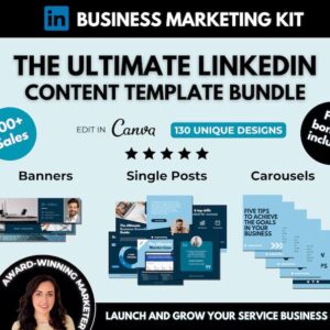 130 Modifiable Templates for LinkedIn Content Blue Professional LinkedIn Profile Banners Canva Social Media Business Branding E-books and Posts