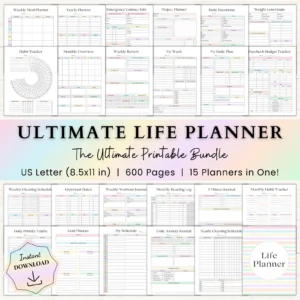 Adhd Productivity Planner | Habit Trackers | Self-Care | Weight Loss | Household Organizer | PDF | Ultimate Life Planner Printable Bundle