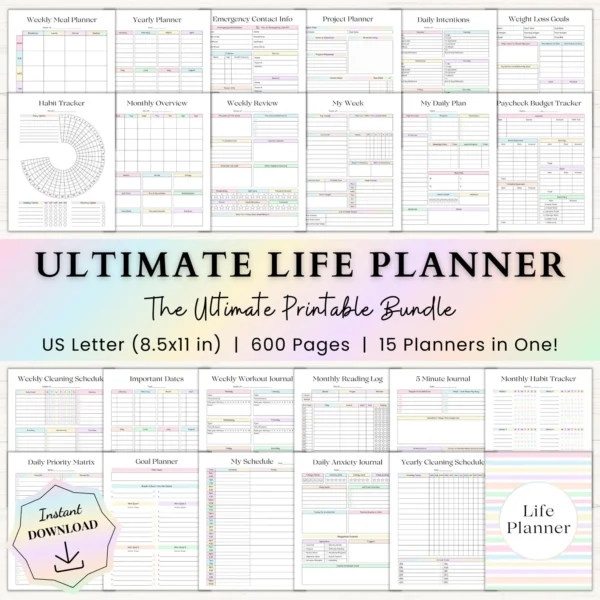 Adhd Productivity Planner | Habit Trackers | Self-Care | Weight Loss | Household Organizer | PDF | Ultimate Life Planner Printable Bundle