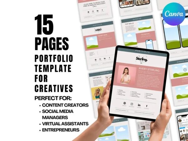 2025 Portfolio Template Resume Canva Digital Branding Kit Editable portfolio creators, social media managers, and personal websites Business owners