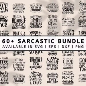 60+ Funny Quote Cut Files in a Sarcastically Funny SVG Bundle PNG EPS Sassy and Witty Phrases for Digital Download for Cricut Silhouette and Sublimation