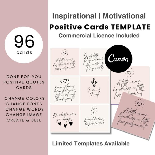 Encouragement Card Templates with Inspirational Quotes and Printable Canva PLR Digital Products