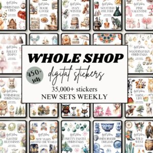 Goodnotes pre-cropped stickers daily PNGs Notability scrapbooking embellishments and whole shop digital stickers