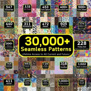 Mega Bundle of Over 30,000 Seamless Patterns All Previous and Upcoming Sets Unlimited Access Seamless Paper Seamless Background and Commercial Use