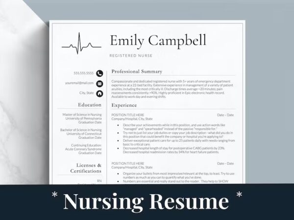 Nursing CV Template for Word Pages and Google Docs Remote Nurse Resume Registered Nurse Resume and New Graduate Nurse Practitioner Resume