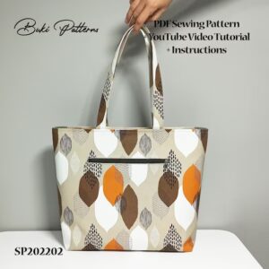 Tote Bag PDF Sewing Pattern with Zipper Tote Bag PDF Printable Pattern with Video Instructions Shoulder Bag PDF Template for Letter A1 A4