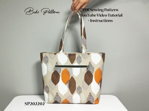 Tote Bag PDF Sewing Pattern with Zipper Tote Bag PDF Printable Pattern with Video Instructions Shoulder Bag PDF Template for Letter A1 A4